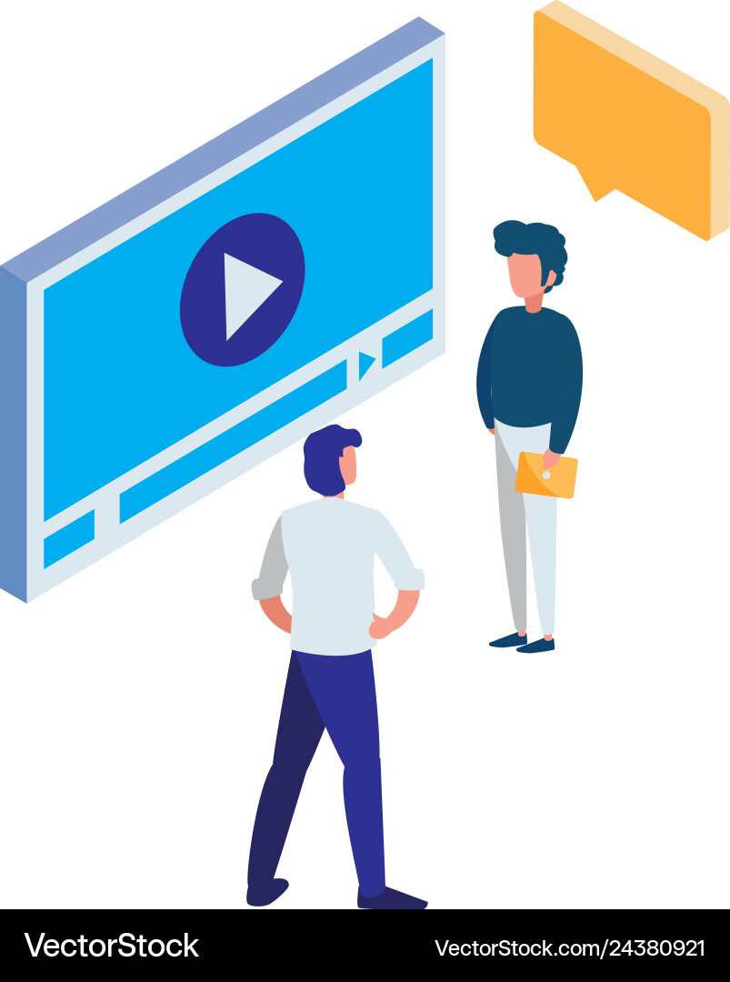 Media player template with minipeople Vector Image