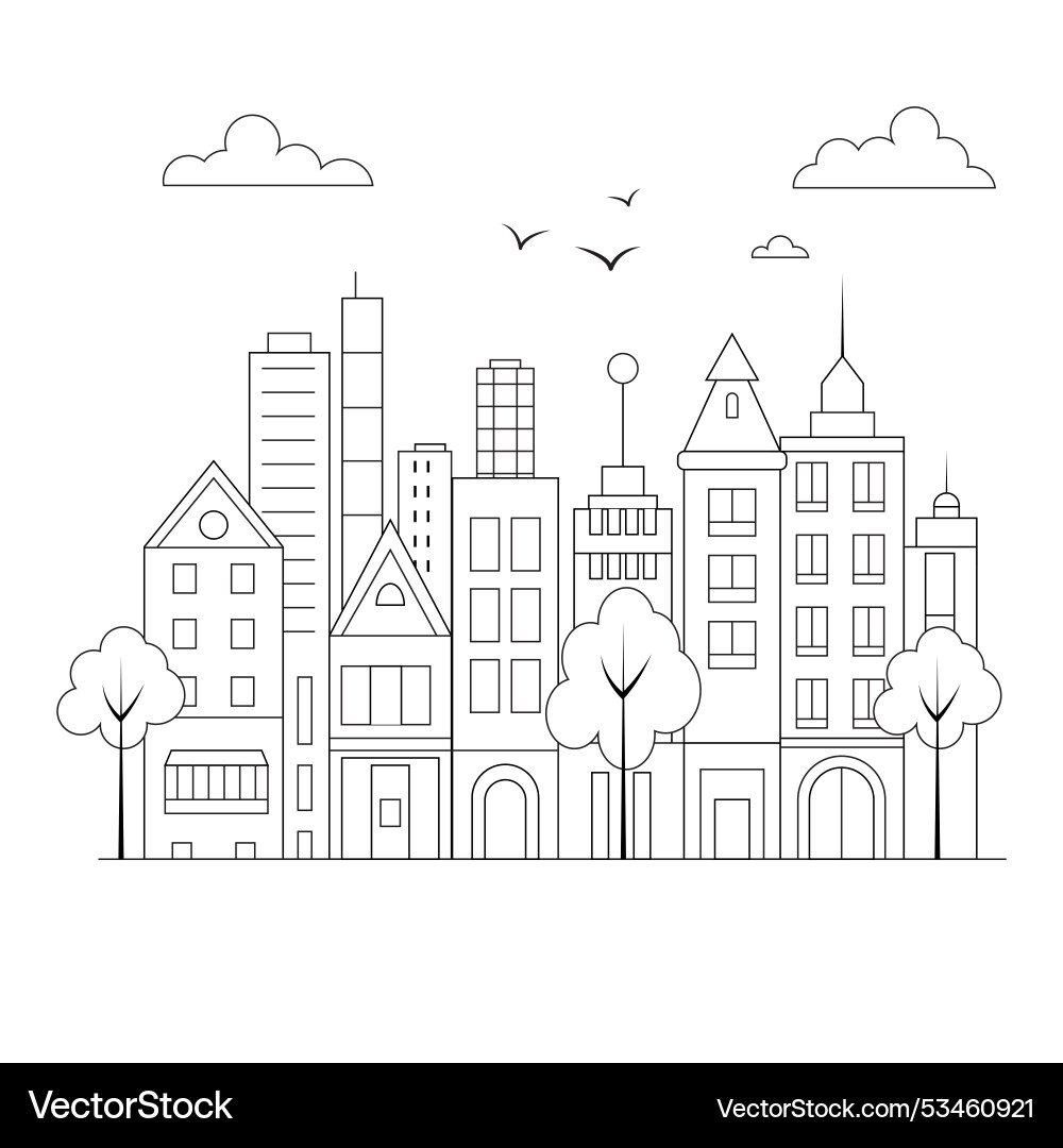 Outline in a simple minimal geometric style Vector Image