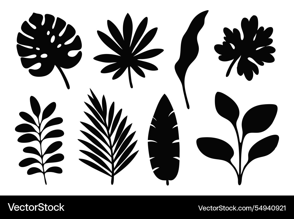 Plant set silhouettes isolated flat on white Plant set silhouettes isolated flat on white vector image