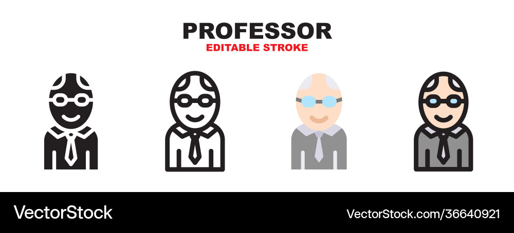 Professor icon set with different styles editable Professor icon set with different styles editable vector image