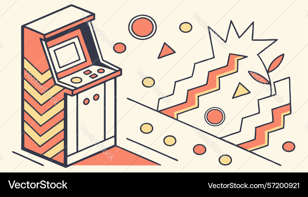 Retro arcade machine with abstract background vector image
