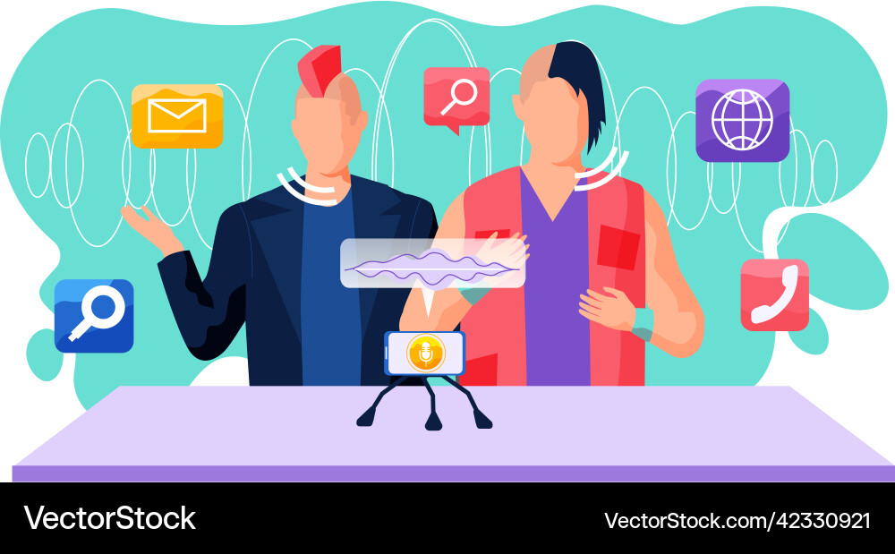 Rock band using smartphone to record audio message vector image