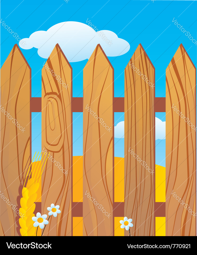 Rustic Wooden Fence Vector Image