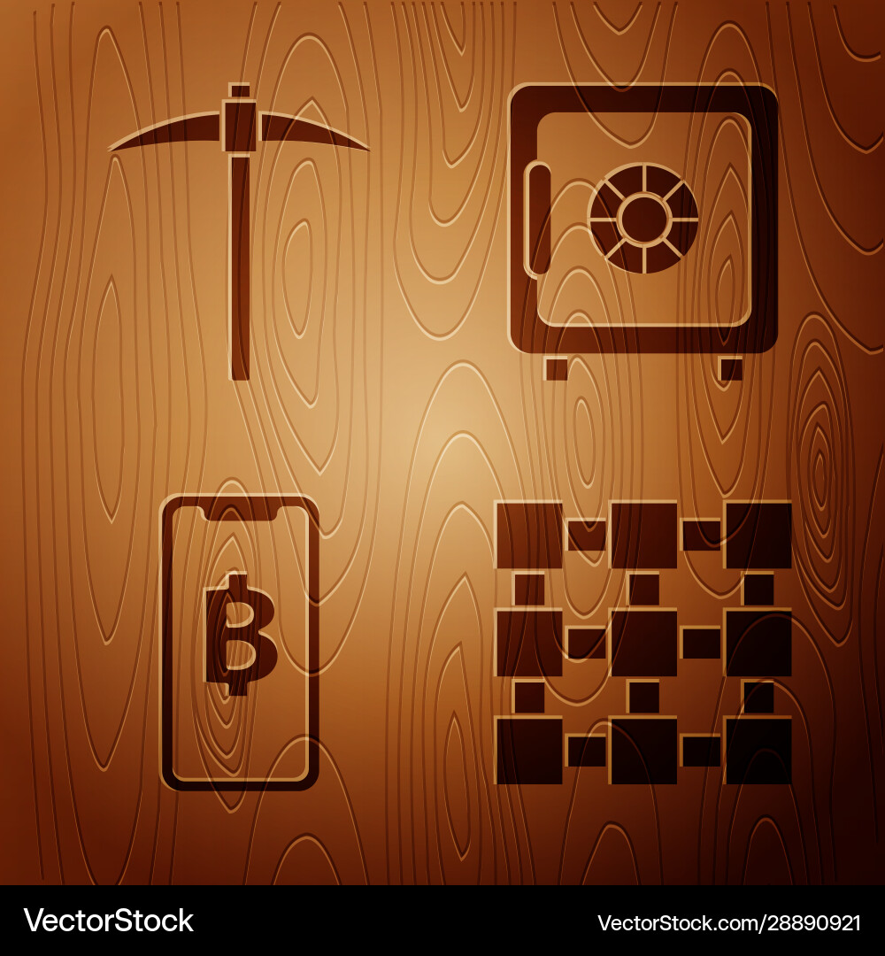 Set blockchain technology pickaxe phone mobile Set blockchain technology pickaxe phone mobile vector image