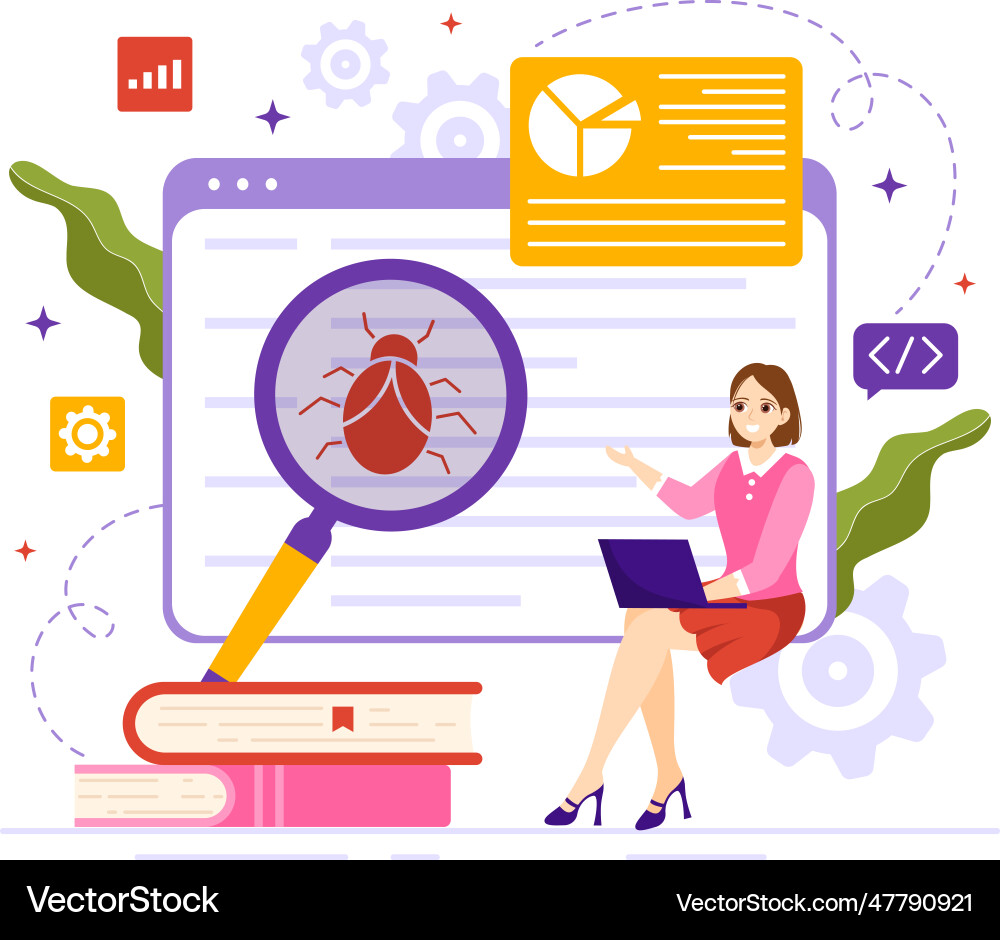 Software testing with application engineering Software testing with application engineering vector image