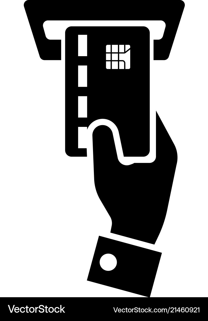 Using pos terminal hand pushing credit card Vector Image