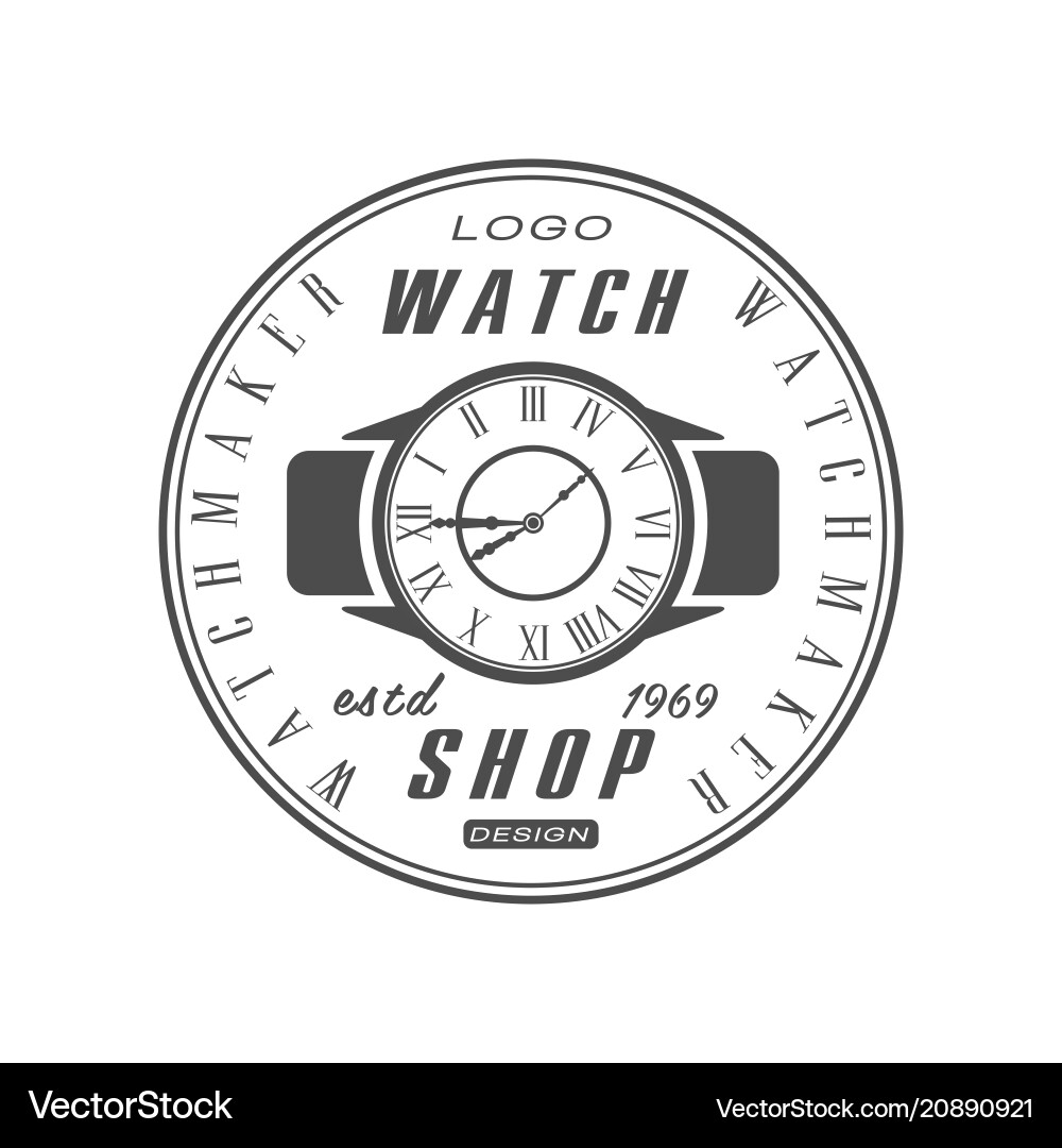 Watch Shop Badge - Estd 1969 Vector Image