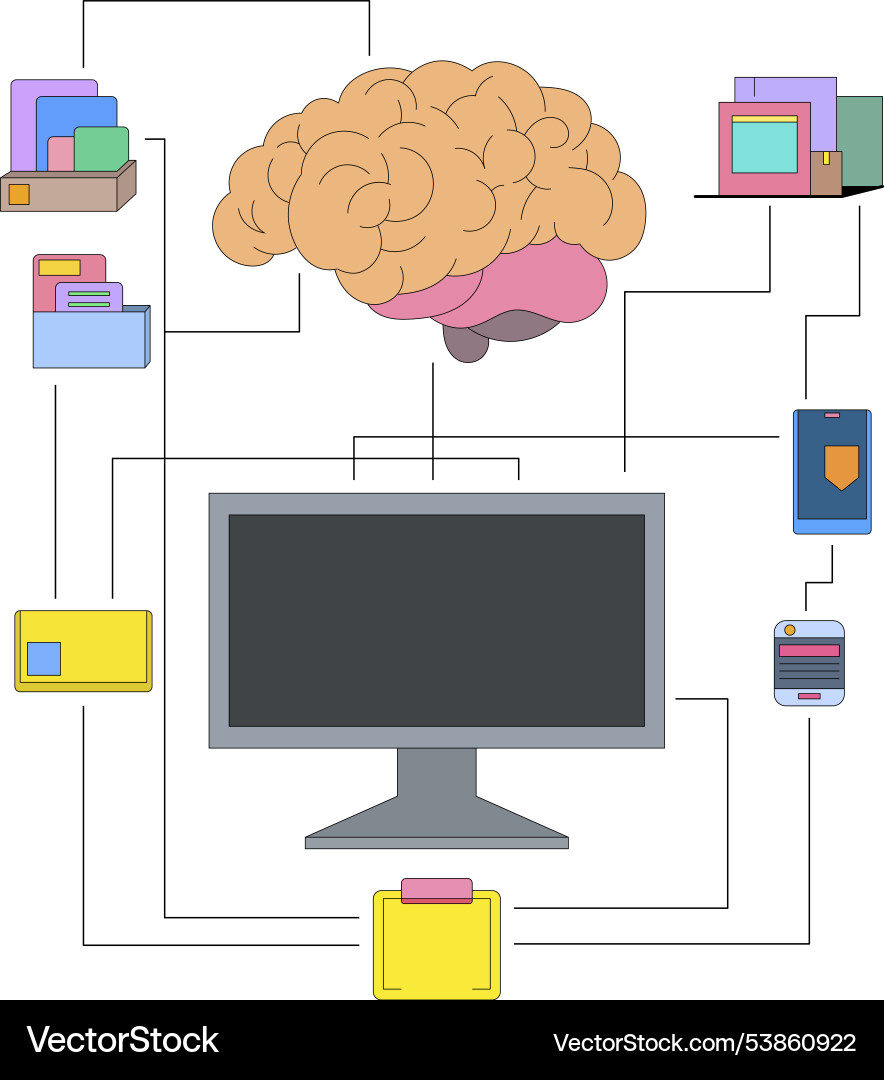 Artificial intelligence integrated into computer vector image