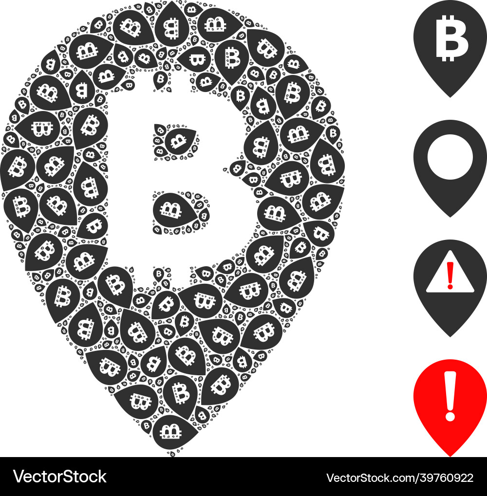 Bitcoin map pointer icon recursive composition Bitcoin map pointer icon recursive composition Vector Image