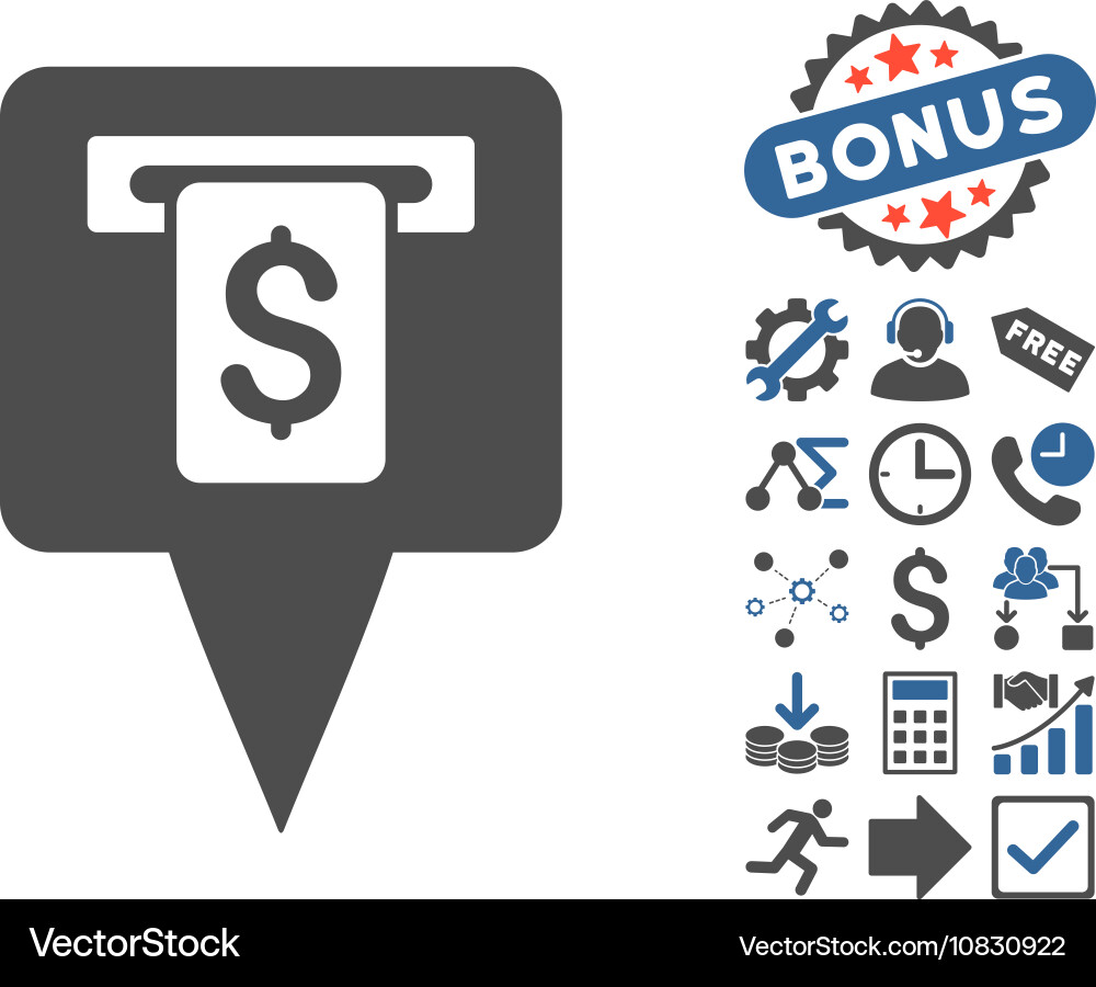 Cash machine map pointer flat icon vector image
