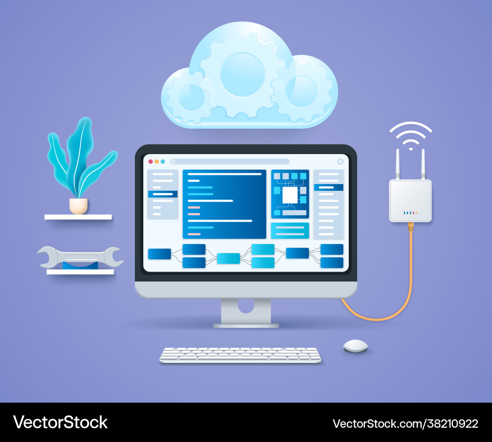Cloud engineering in 3d style Vector Image