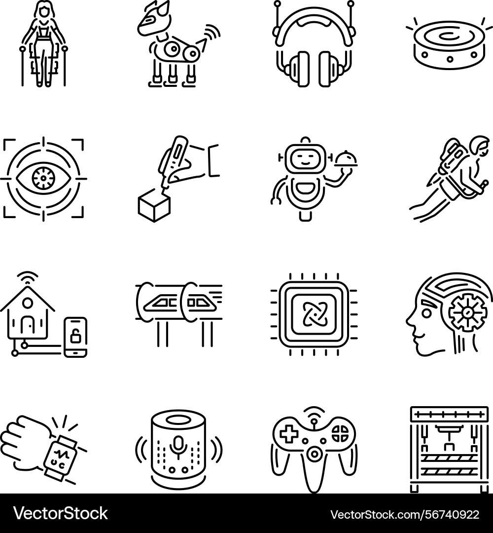 Collection of technological transformations linear vector image
