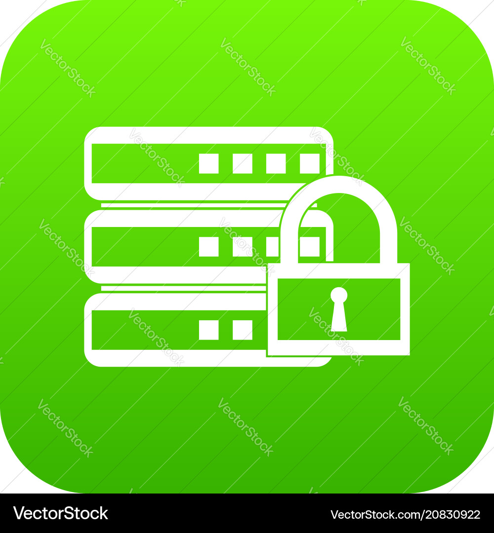 Database with padlock icon digital green Database with padlock icon digital green vector image