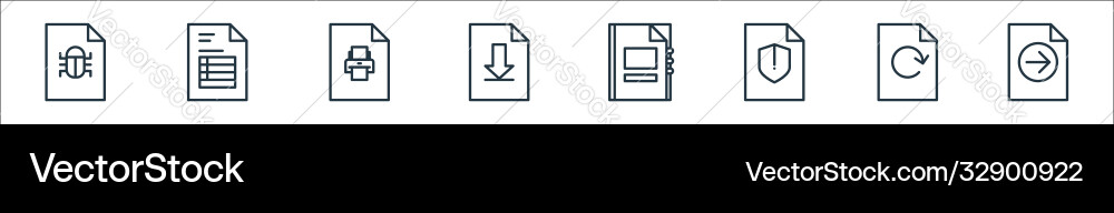 File and document outline line icons linear set File and document outline line icons linear set vector image