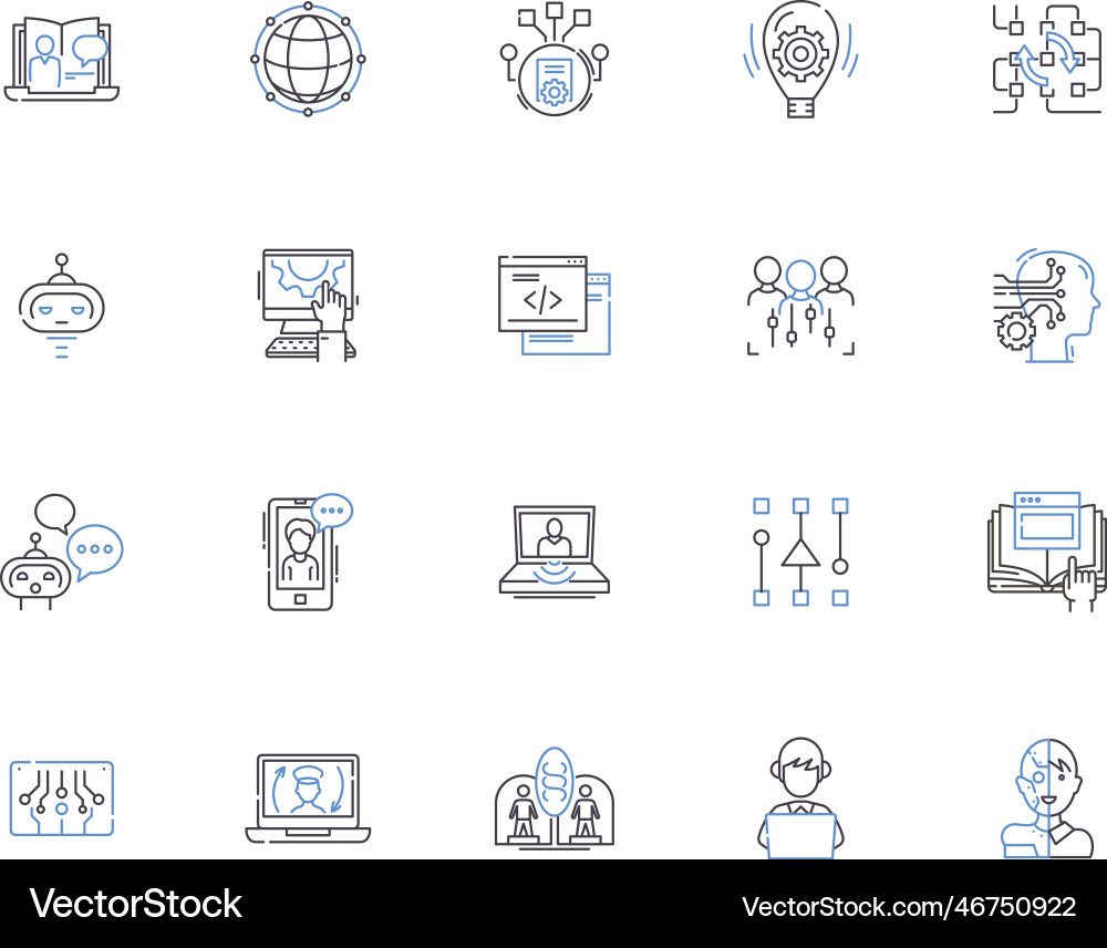 Geek nerds outline icons collection geeks vector image