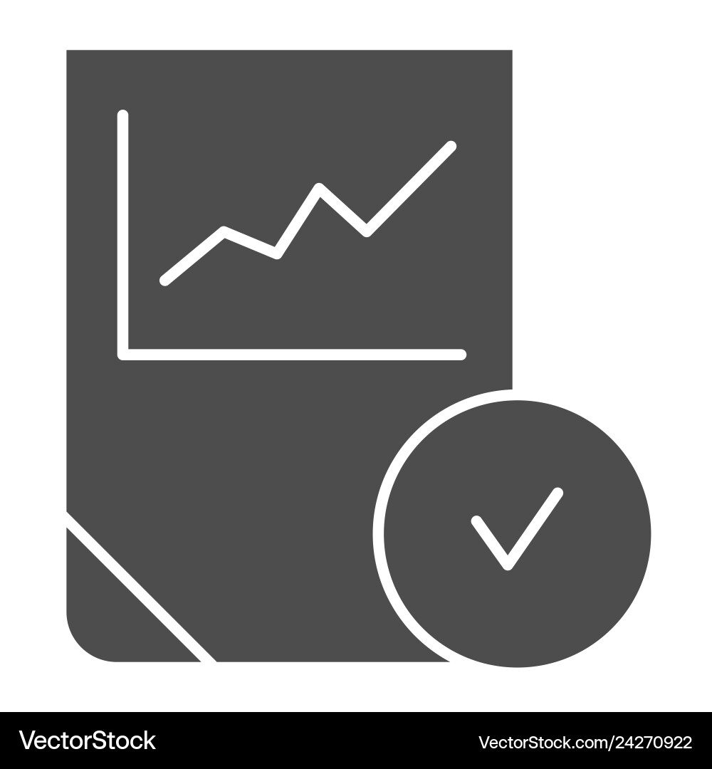 Graph with check solid icon chart tick Graph with check solid icon chart tick vector image