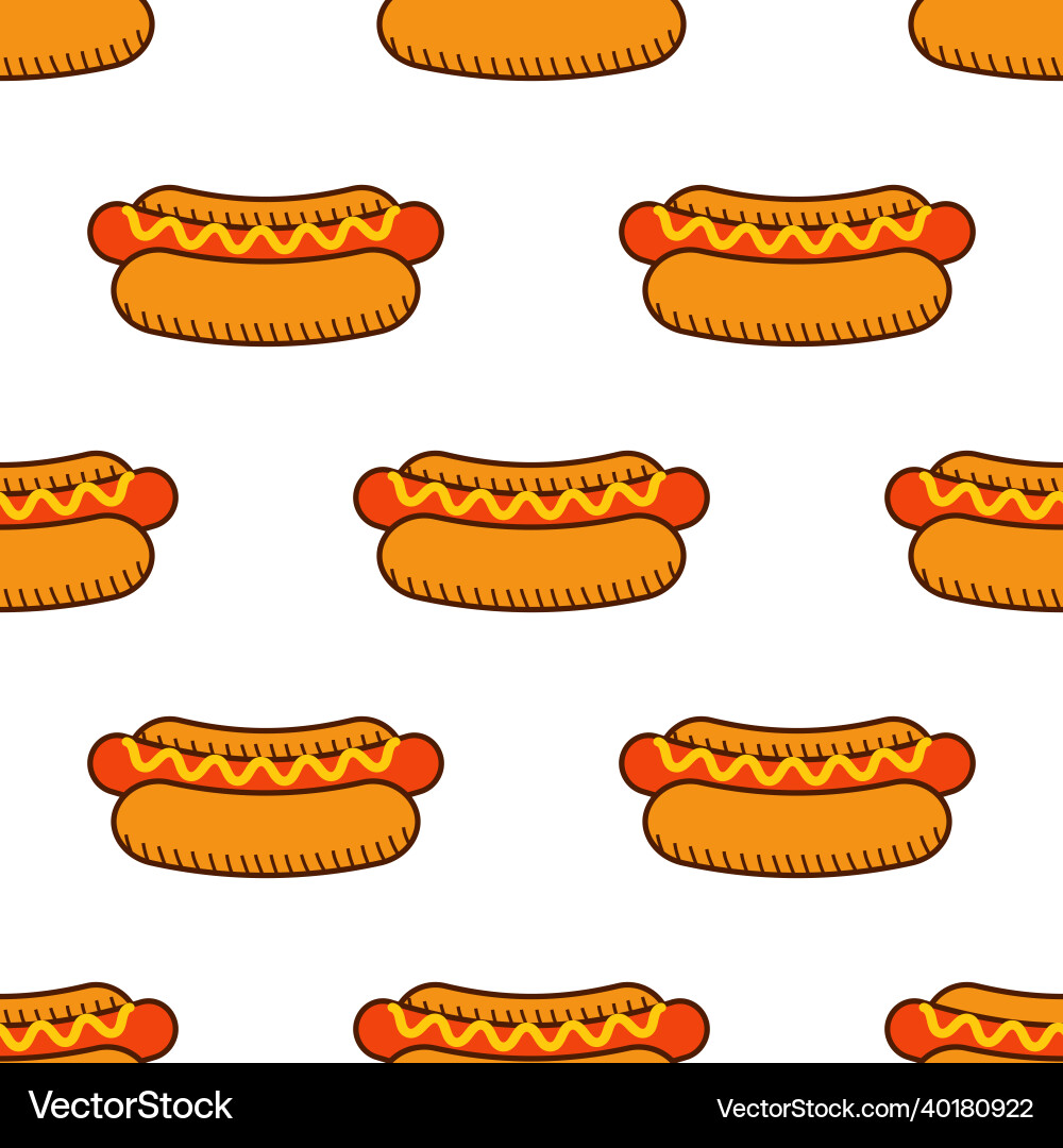 Hot dog seamless pattern on white background Hot dog seamless pattern on white background vector image