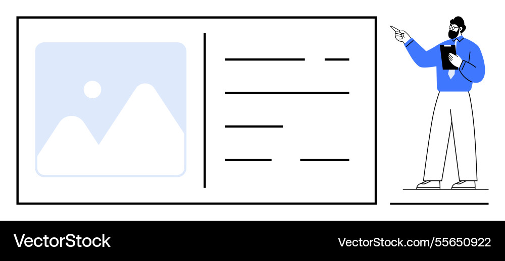 Instructor explaining presentation with image Vector Image