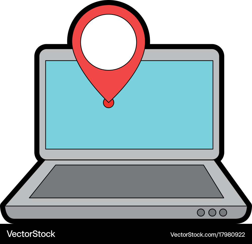 Laptop-Computer mit Pointer-Standort Vektorbild