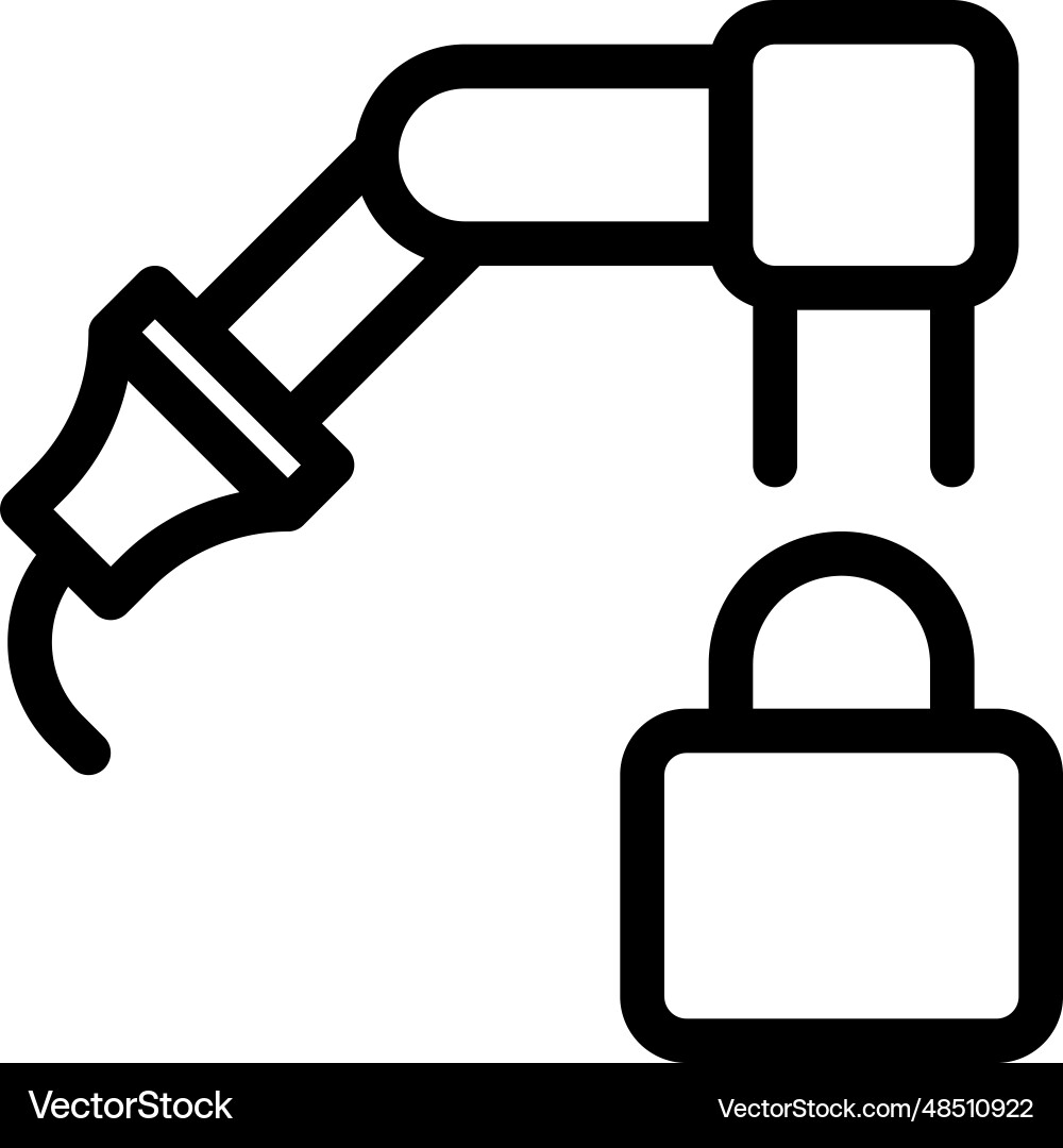 Lock system inbuilt in mechanical arm vector image