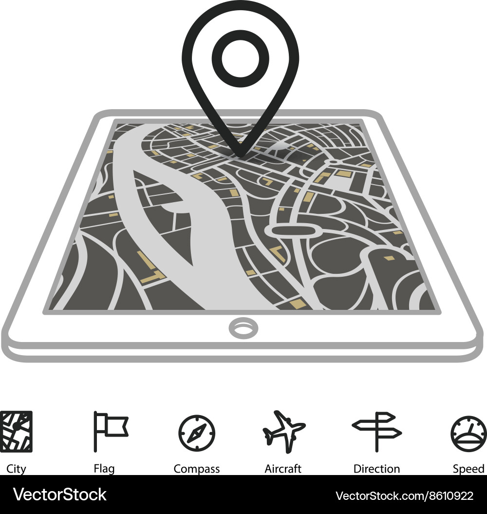 Modern gadget with abstract city map Vector Image