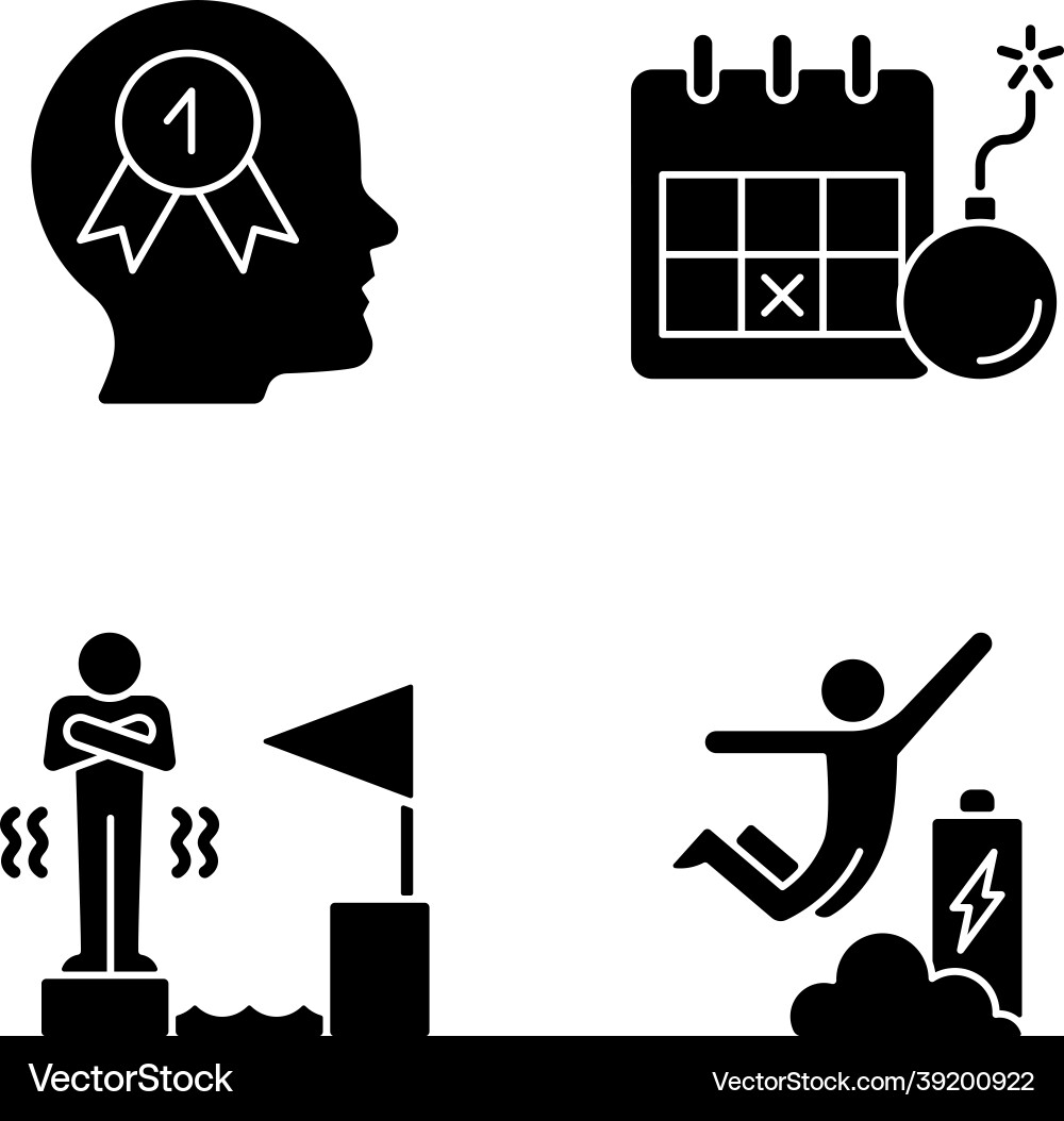 Motivation schwarze Glyph-Symbole auf weiß zu gewinnen Motivation schwarze Glyph-Symbole auf weiß zu gewinnen vektorbild