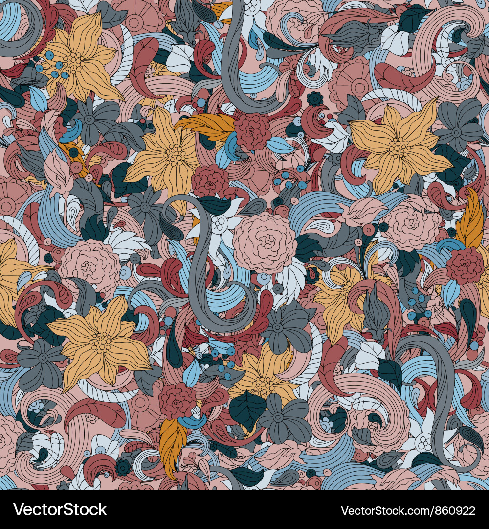 Retro floral seamless pattern Royalty Free Vector Image