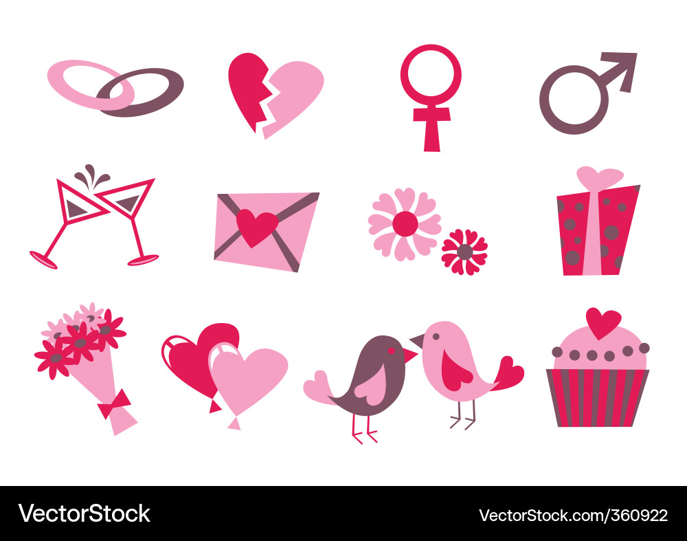 Romantic Heart Icons Vector Image