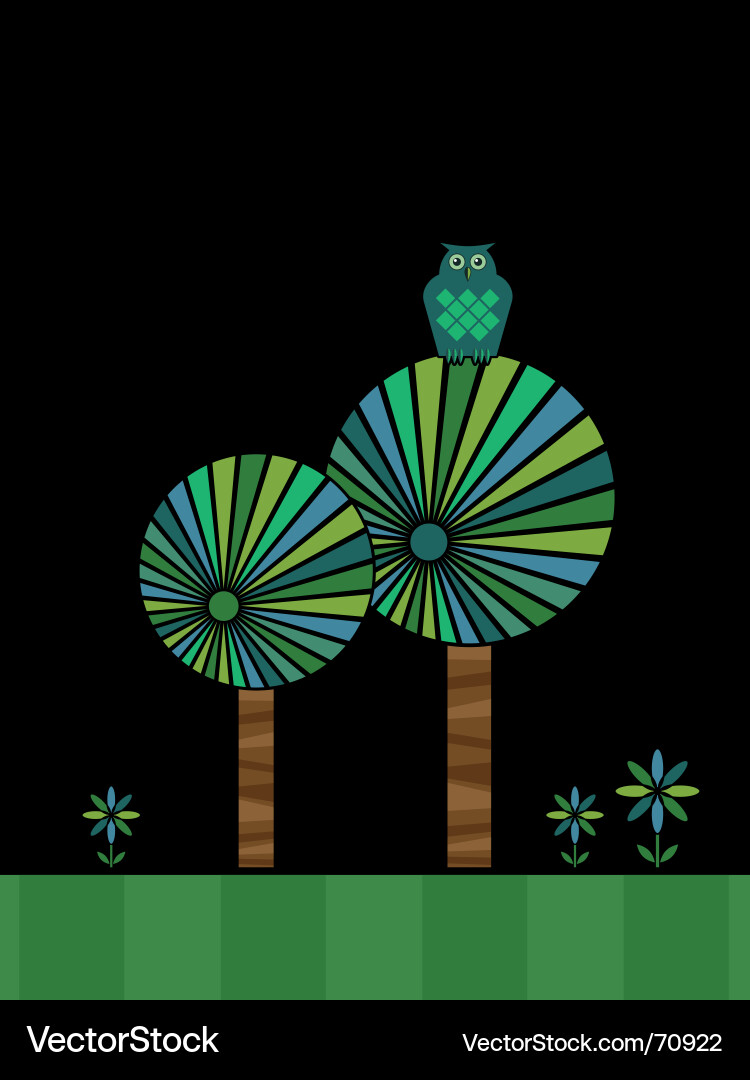 Serene Owl in a Green Tree vector image