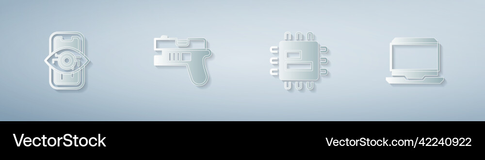 Set computer vision futuristic weapon processor Set computer vision futuristic weapon processor vector image
