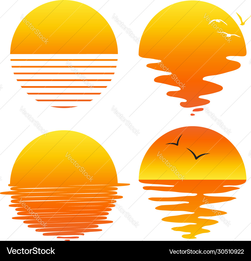 Set flat symbols sunsets and sunrises Set flat symbols sunsets and sunrises vector image