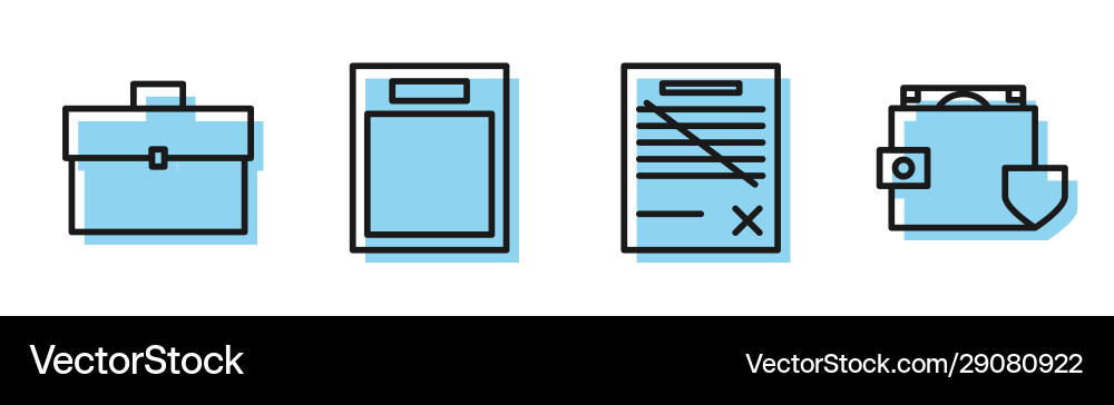 Set line delete file document briefcase empty Vector Image
