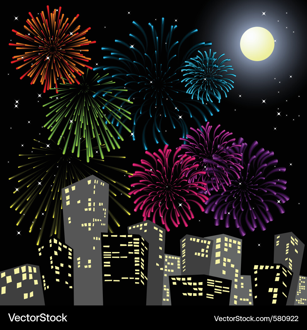 Spectacular Fireworks Display Vector Image