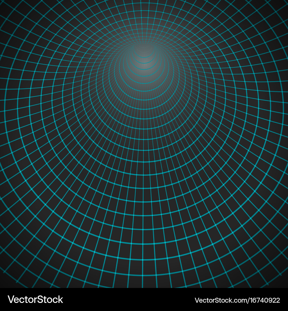 Spiral tunnel wireframe technology vortex Vector Image