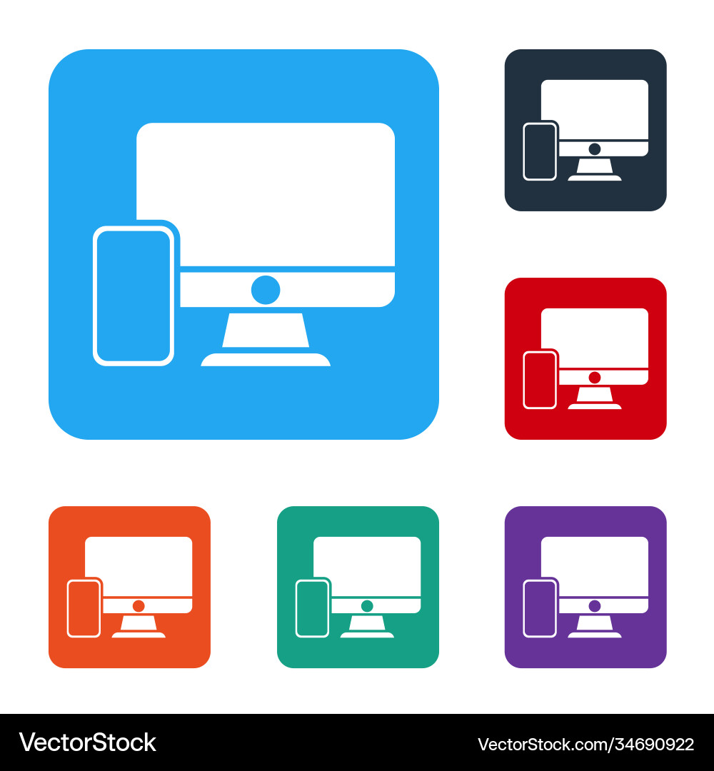 White computer monitor and mobile phone icon White computer monitor and mobile phone icon vector image