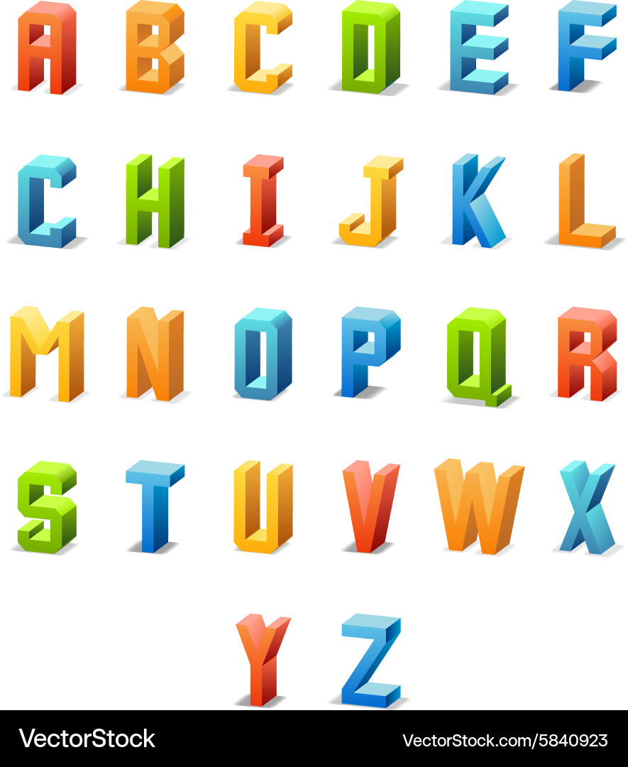 3d retro font Vector Image