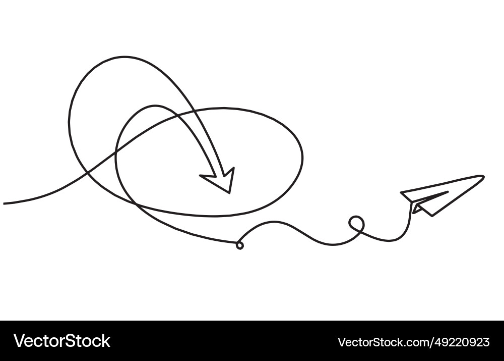 Abstract continuous lines arrows with paper plane Abstract continuous lines arrows with paper plane Vector Image