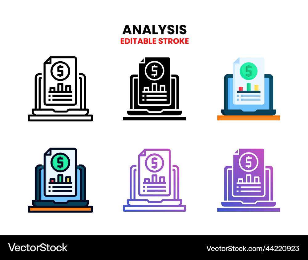 Analysis icon set with different styles Analysis icon set with different styles Vector Image