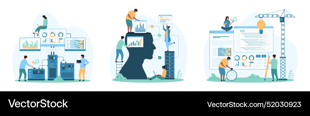 Automatisierte Datenanalyse-Management-Computing Automatisierte Datenanalyse-Management-Computing vektorbild