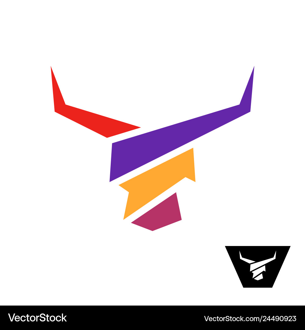 Colorful Bull Head Logo Vector Image