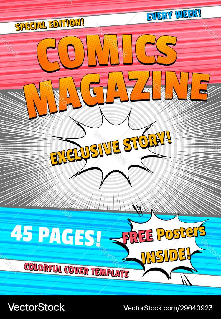 Colorful comics magazine template Colorful comics magazine template vector image