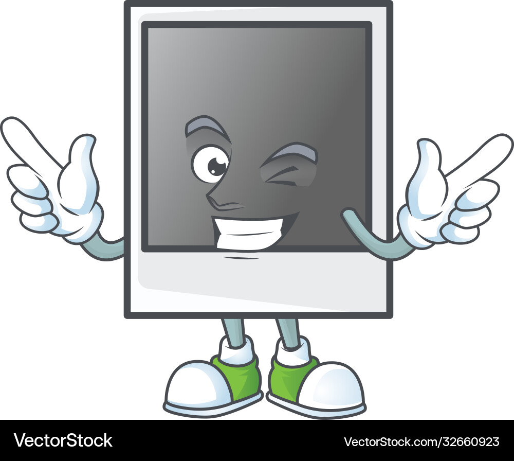 Comical empty polaroid photo frame with wink eye Comical empty polaroid photo frame with wink eye Vector Image