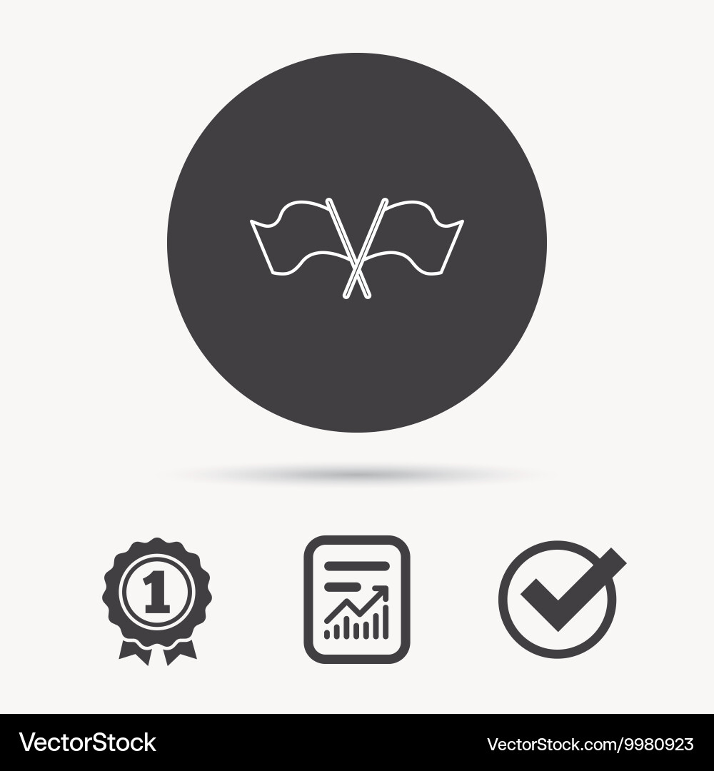 Crosswise waving flag icon location pointer Vector Image