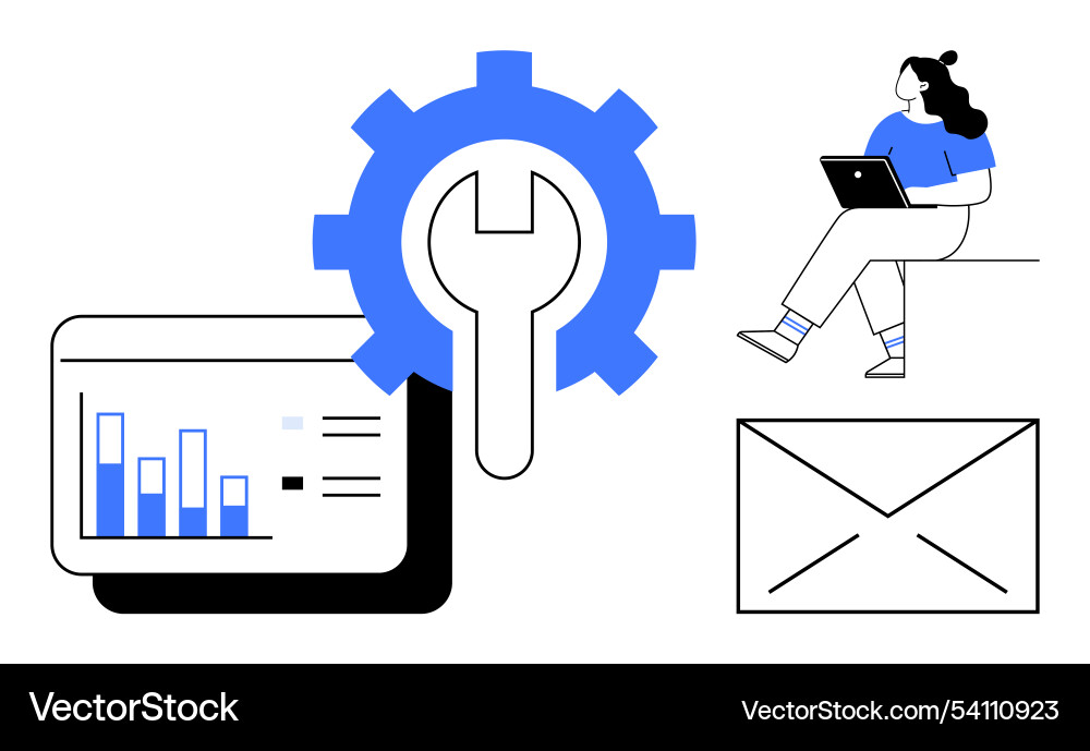 Data analysis and configuration with business Data analysis and configuration with business vector image