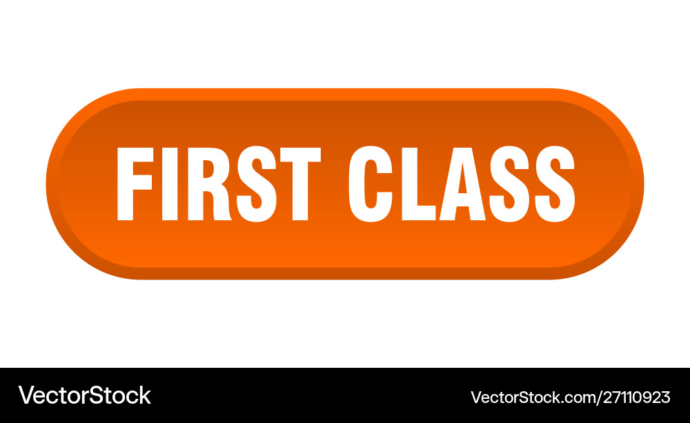 First class button rounded orange vector image
