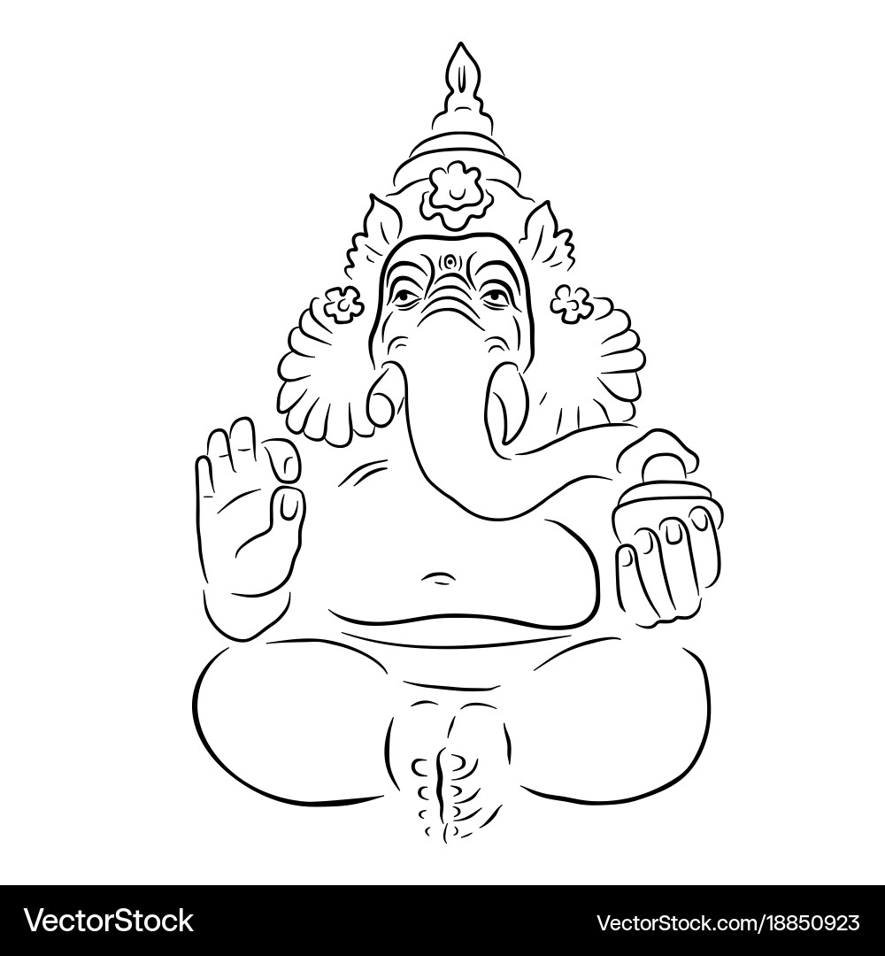 Ganapati meditation in lotus pose vector image