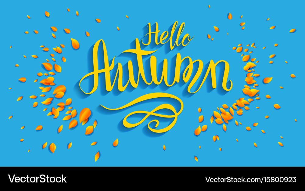 Hello fall lettering Royalty Free Vector Image