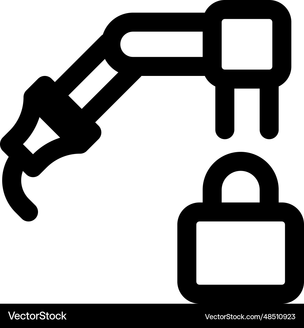 Lock system inbuilt in mechanical arm vector image
