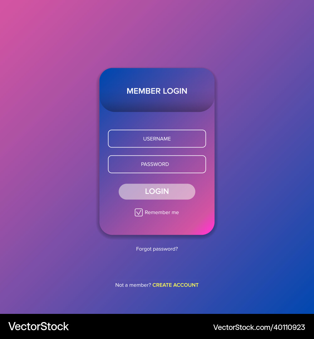 Login form web page design template or mock up Login form web page design template or mock up vector image