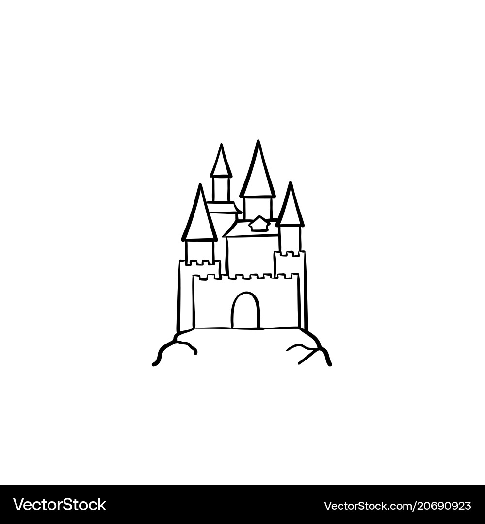 Märchen Schloss Hand gezeichnet Skizze Symbol Märchen Schloss Hand gezeichnet Skizze Symbol vektorbild
